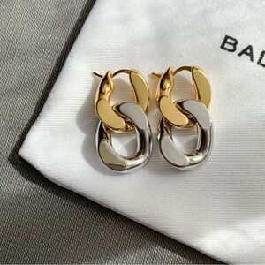 Naked Hanger 925 Sterling Silver Color Block Interlocking Hoop Earring